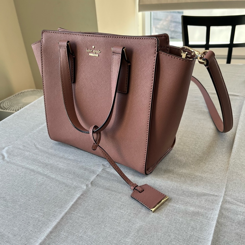 Kate Spade Dusty Pink Saffiano Purse Bag with Adjustable Strap